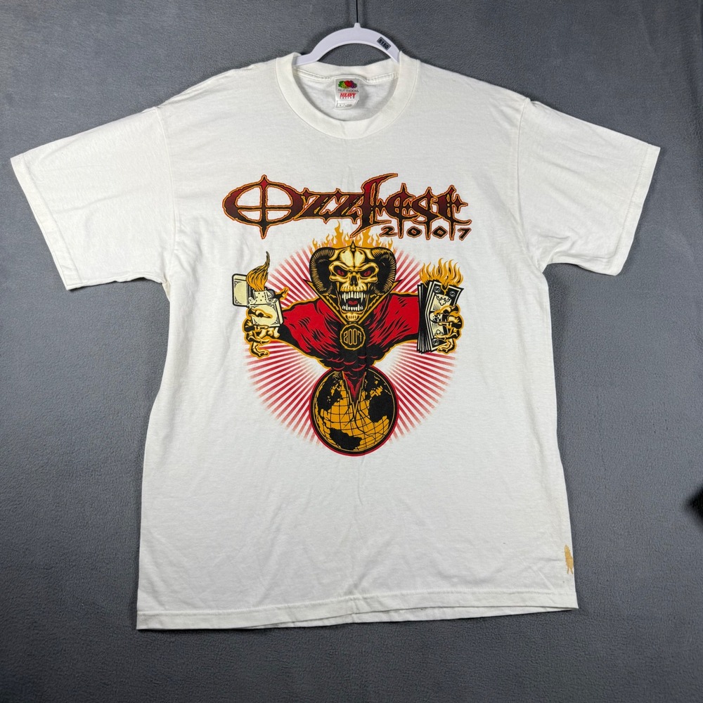 Ozzy Osbourne 2007 Tour T Shirt Vintage Band Tee Large White Signed